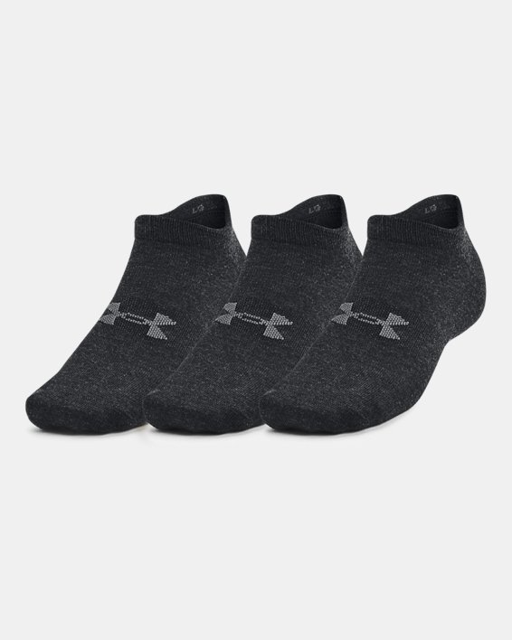 Unisex UA Essential No Show 3-Pack Socks in Black image number 0